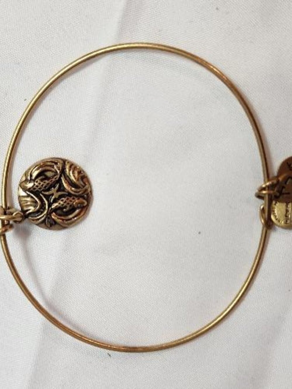 Alex and Ani Pisces Charm Bangle Bracelet in Rafaelian Gold Finish
